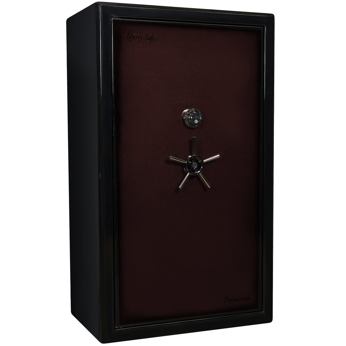 Presidential Series | Level 10 Security | 2.5 Hours Fire Protection | 50 | Dimensions: 72”(H) x 42”(W) x 27.75"(D*) | Burgundy Gloss Gloss | Mechanical Lock - Closed