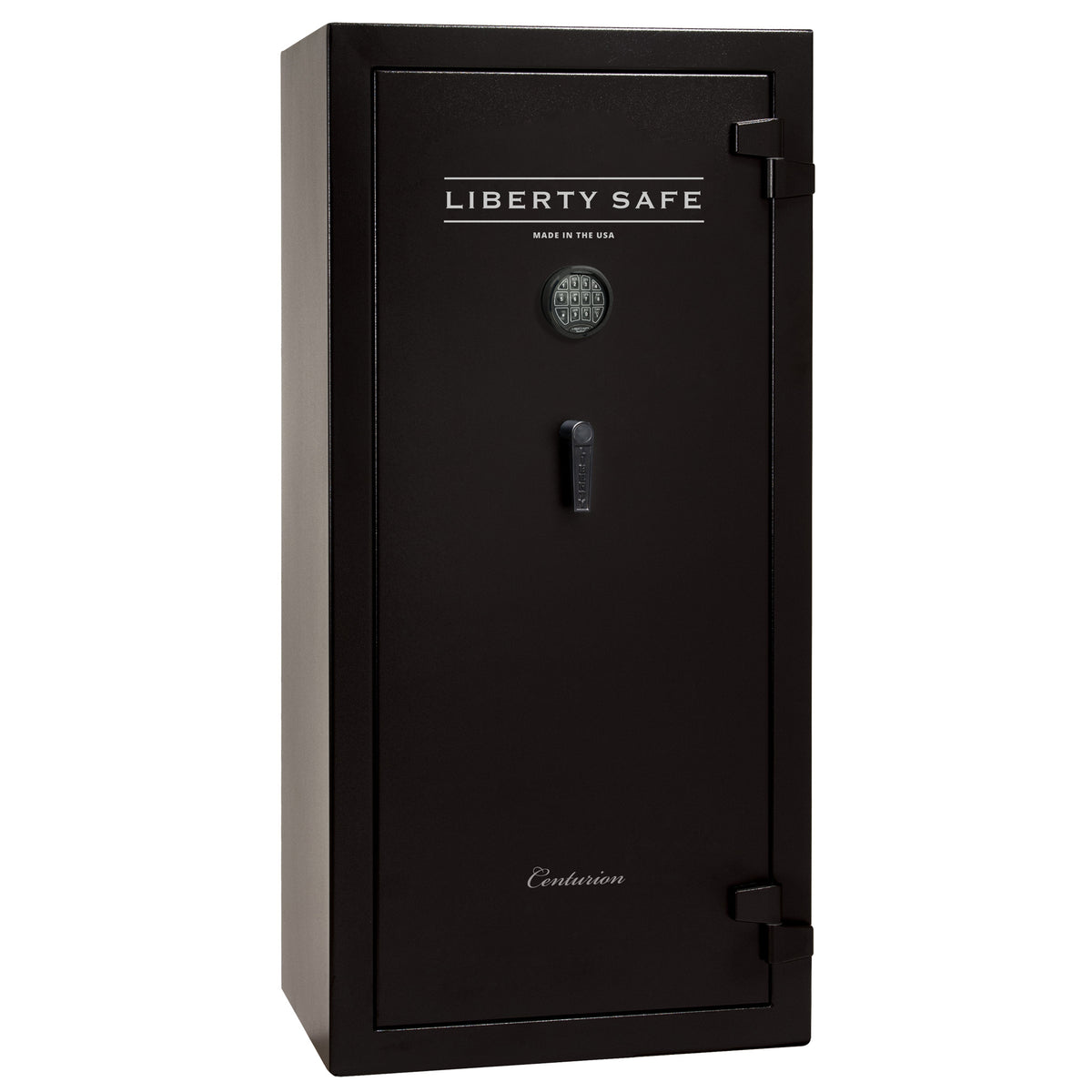 Centurion DLX 24 | Level 1 Security | 40 Minute Fire Protection | Dimensions: 59.5" x 28.25" x 20" | Textured Black | Chrome | Elock - Drop Handle Promotion - Closed Door