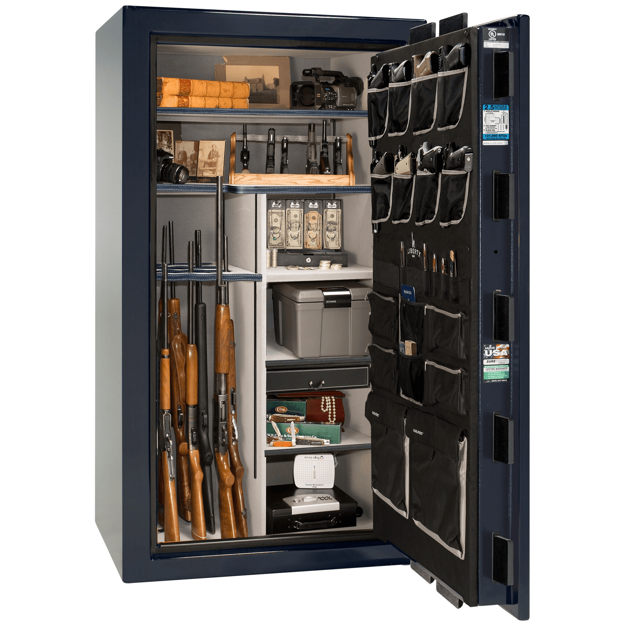 Magnum | 40 | Level 8 Security | 150 Minute Fire Protection | Blue Gloss | Chrome Mechanical Lock | 65.5"(H) x 36"(W) x 32"(D)