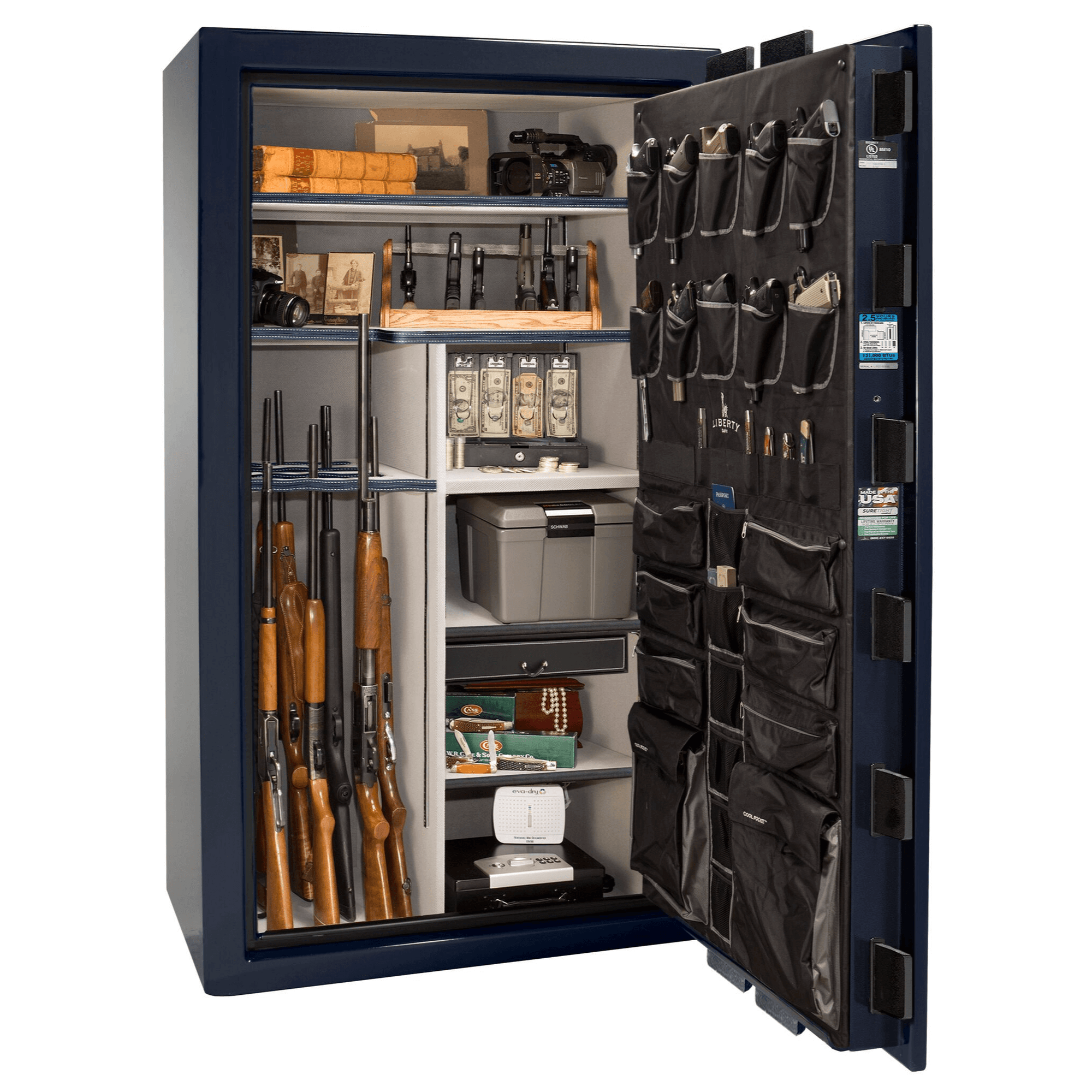 Magnum | 50 | Level 8 Security | 150 Minute Fire Protection | Blue Gloss | Chrome Mechanical Lock | 72.5"(H) x 42"(W) x 32"(D)