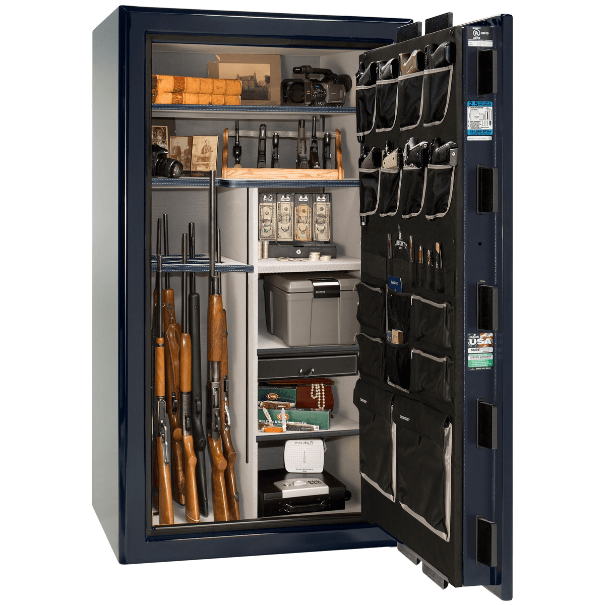 Presidential | 40 | Level 8 Security | 150 Minute Fire Protection | Blue Gloss | Chrome Mechanical Lock | 65.5&quot;(H) x 36&quot;(W) x 32&quot;(D)